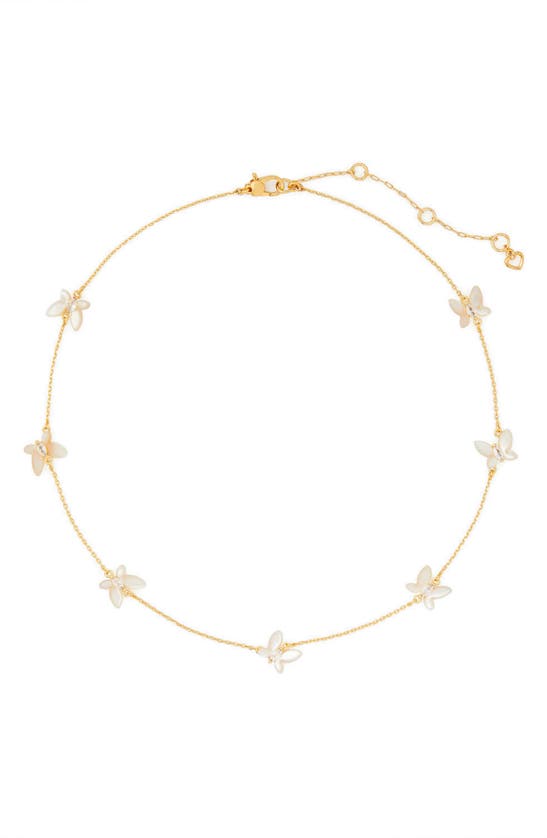 Shop Kate Spade Social Butterfly Delicate Scatter Necklace In White Multi