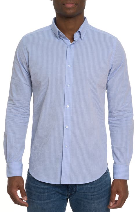 Big Joe Men's Striped Seersucker Shirt - Cloudancer Blue - Size 6XL