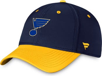 Men's St. Louis Blues Fanatics Branded Gold Authentic Pro Rink Trucker  Adjustable Hat