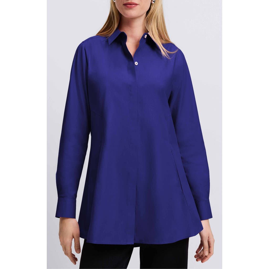Foxcroft Cici Non-iron Tunic Blouse In Majestic Blue