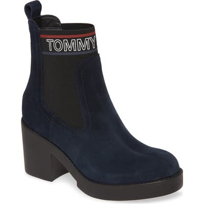 Tommy Jeans Lynn Logo Platform Chelsea Boot, Blue