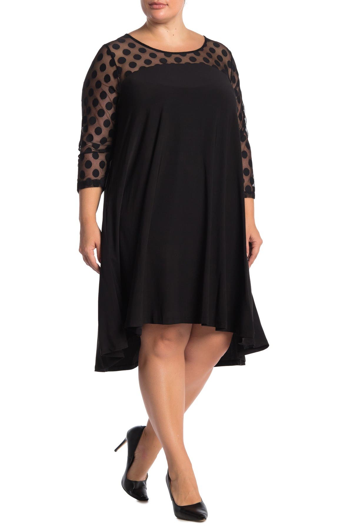 women's nina leonard lace mockneck trapeze dress