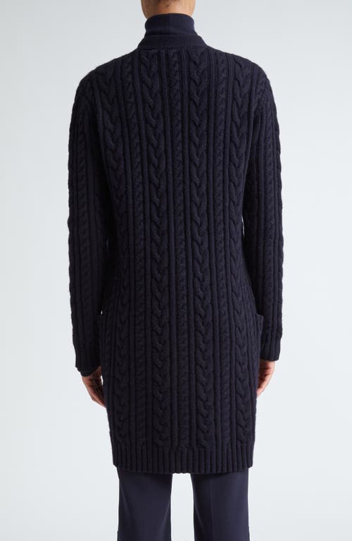 Shop Max Mara Calotta Wool & Cashmere Cable Stitch Long Cardigan In Ultramarine