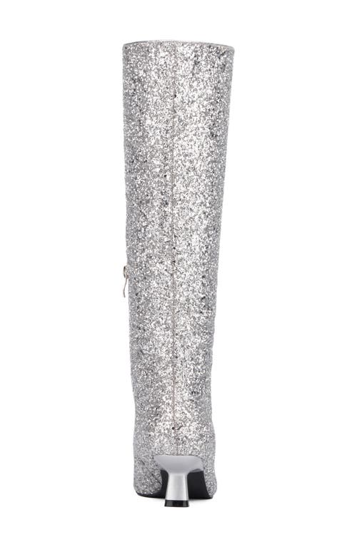 Olivia Miller Mars Knee High Boot In Silver Glitter