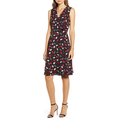 Anne Klein Sonoma Coast Fit & Flare Dress, Black