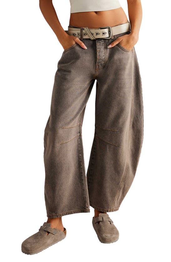 Shop Free People Good Luck Barrel Leg Jeans In Archive Grey