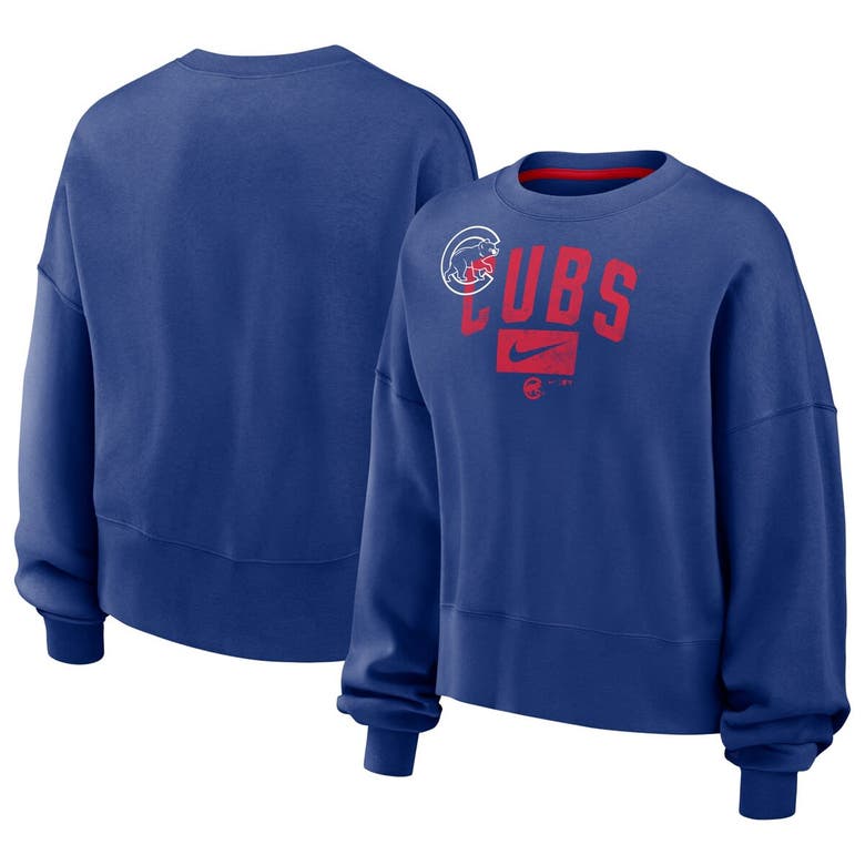 Nike Royal Chicago Cubs Pullover Sweatshirt In Blue