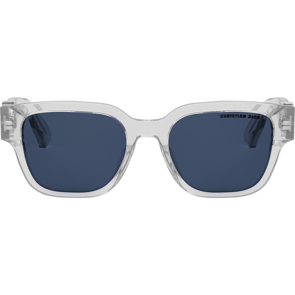 DIOR Oblique S1F 53mm Square Sunglasses in Crystal/Other /Blue