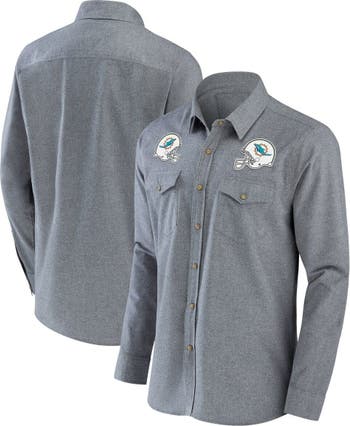 NFL X DARIUS RUCKER Men's NFL x Darius Rucker Collection by Fanatics Gray  Miami Dolphins Chambray Button-Up Long Sleeve Shirt