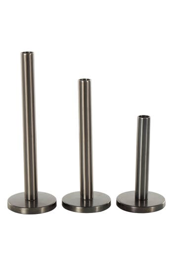 Vivian Lune Home Set Of 3 Taper Candleholders In Silver