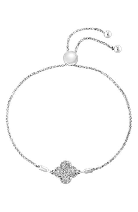 Sterling Silver Pavé Diamond Quatrefoil Slider Bracelet - 0.21 ct.