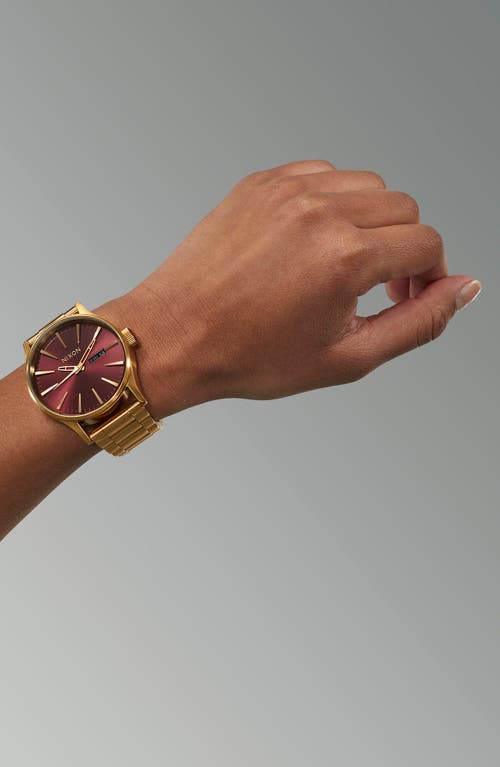 Nixon Sentry Bracelet Watch, 42mm In Oxblood Sunray/gold