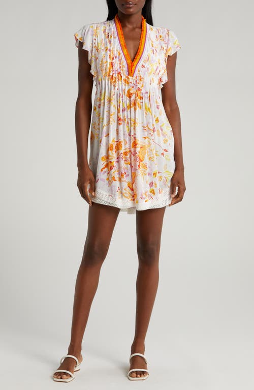 Shop Poupette St Barth Sasha Cover-up Minidress In Orange Nemesia