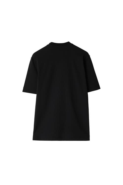 Burberry Black T-shirt With Contrasting Equestrian Knight Print In Cotton Man In Black