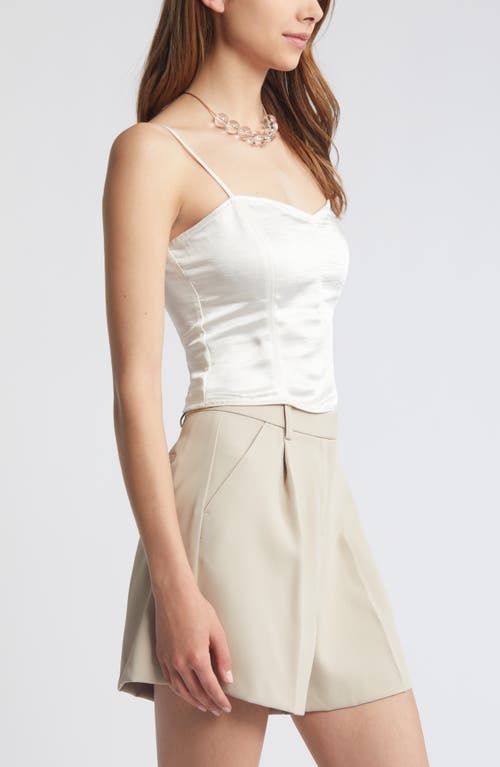 Shop Open Edit Satin Corset Camisole In Ivory Cloud