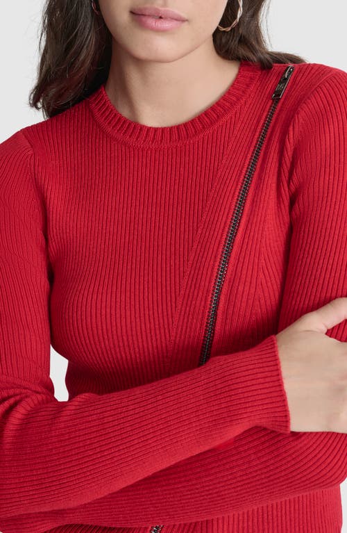 Shop Dkny Asymmetric Zip Detail Sweater In Red Light