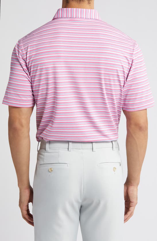 Shop Peter Millar Oakland Stripe Performance Golf Polo In Pink Ruby