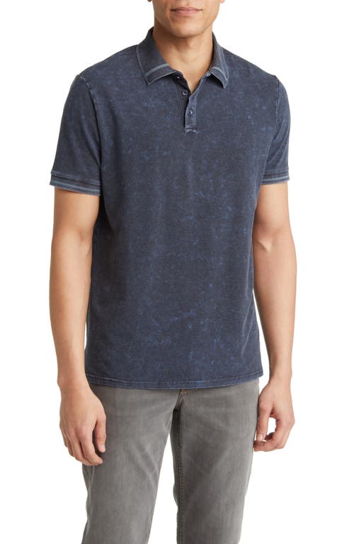 Tipped Acid Wash Performance Jersey Polo in Navy