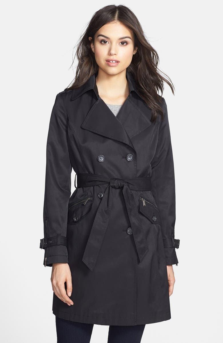 DKNY 'Meghan' Zip Detail Double Breasted Trench Coat | Nordstrom