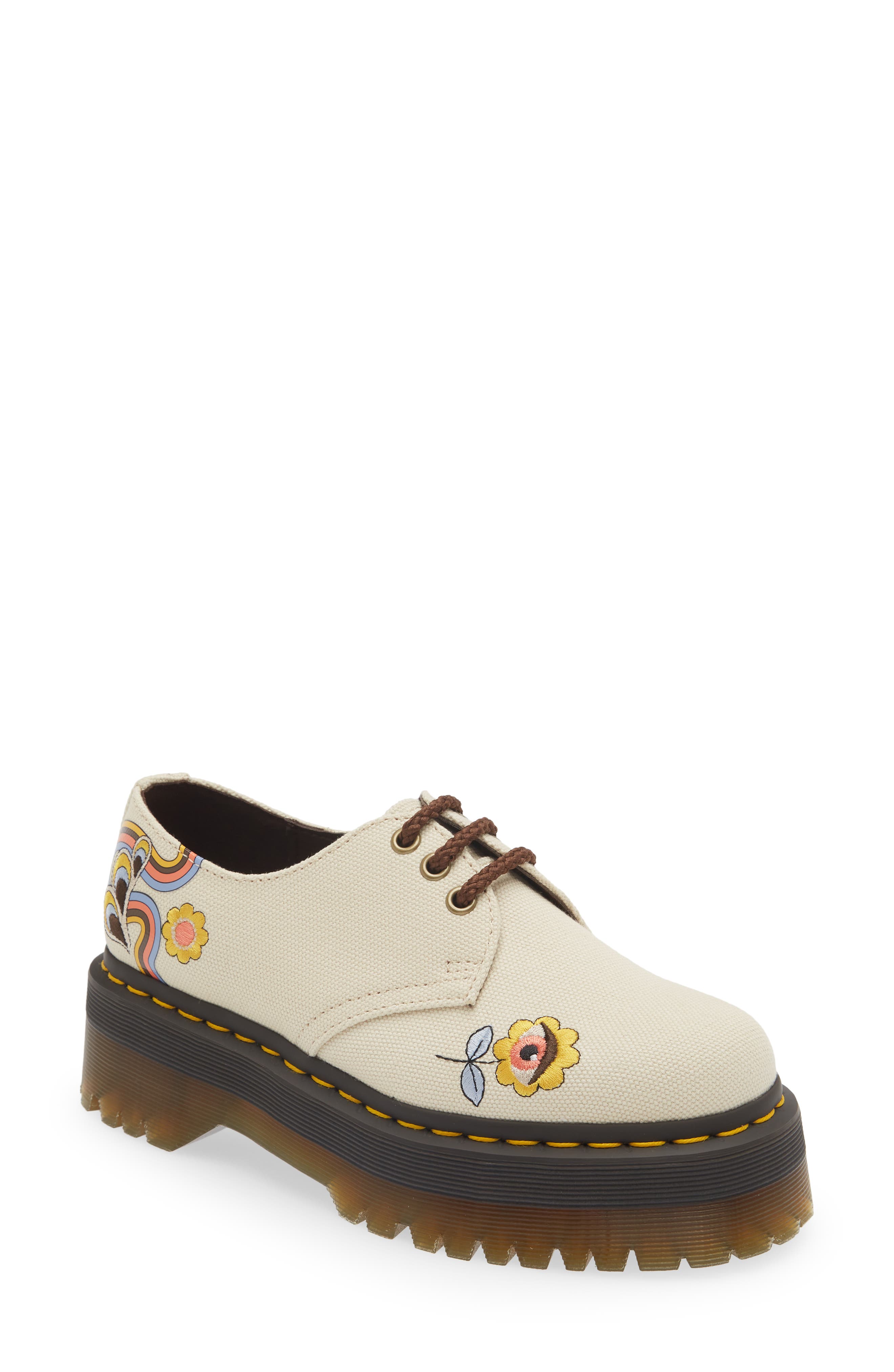 Dr. Martens Vegan 1461 Quad Platform Derby in Retro Ray