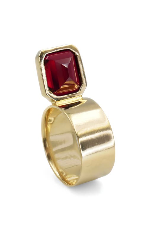 Shop Leslie Paige Perched Setting Garnet Ring In Yellow Gold/garnet