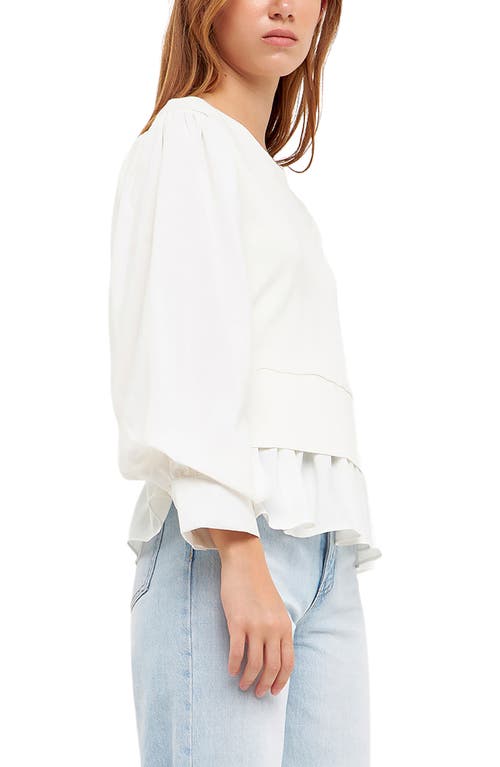 Shop English Factory Layered Mixed Media Top In Cream/white