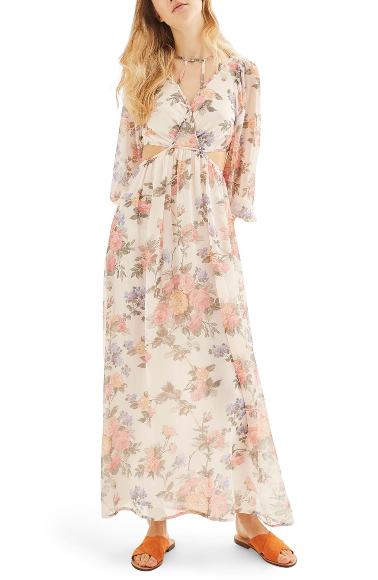 topshop one sleeve maxi dress