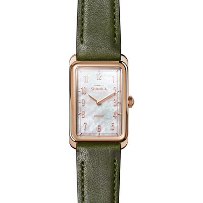 Shinola The Muldowney Rectangular Leather Strap Watch, 2m Mm