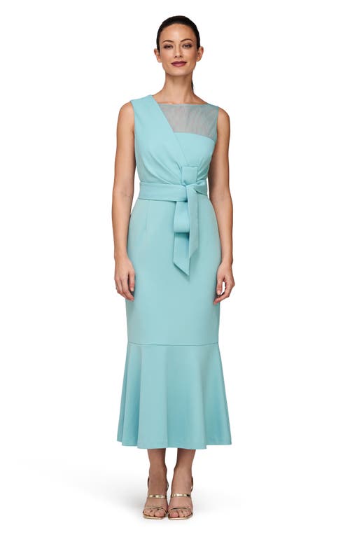 Shop Js Collections Joanna Asymmetric Neck Cocktail Dress In Aqua