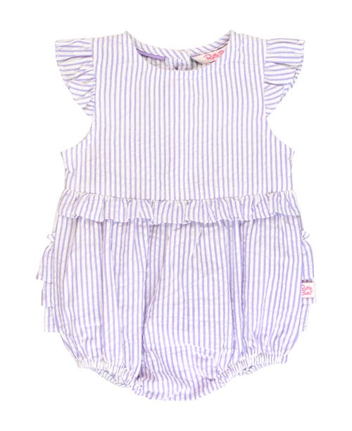 RuffleButts Baby Toddler Sleeveless Waist Ruffle Romper in Lavender Seersucker at Nordstrom