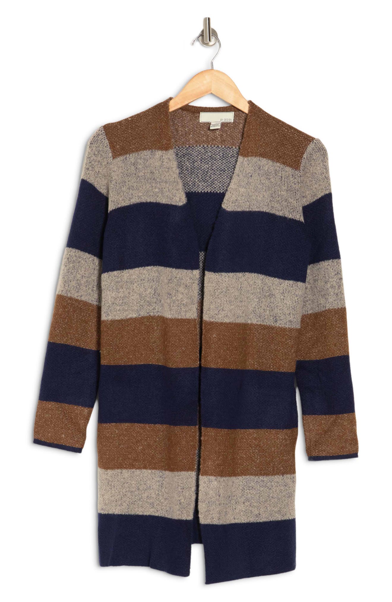 Love by Design Randee Long Patterned Cardigan in Grey Hthr Navy at Nordstrom Rack, Size X-Small