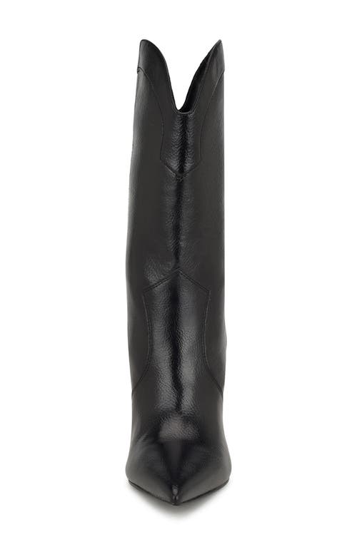 Shop Nine West Grasy Western Boot In Black Leather