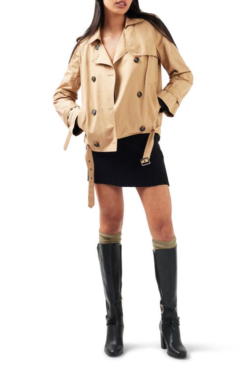 Belle & Bloom Cool Nights Cropped Trench Coat In Khaki