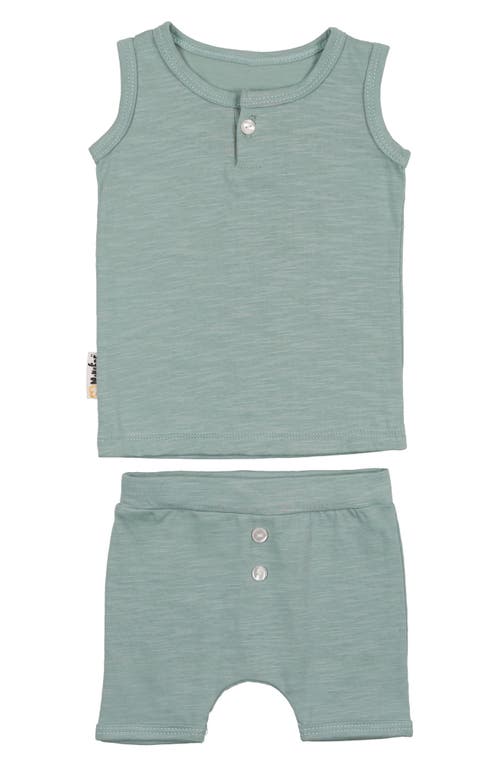 Manière Kids' Cotton Button Tank Top & Shorts Set Mint Green at Nordstrom,