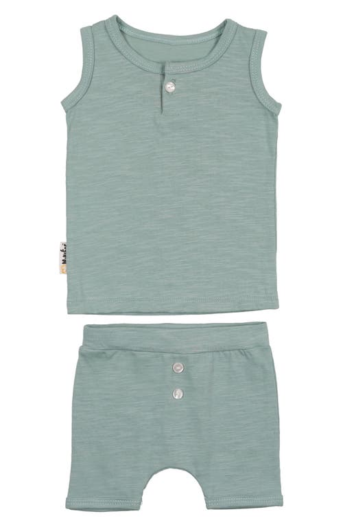 Maniere Manière Kids' Cotton Button Tank Top & Shorts Set In Gray