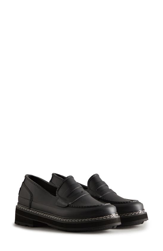 Hunter Refined Stitch Waterproof Penny Loafer In Black | ModeSens