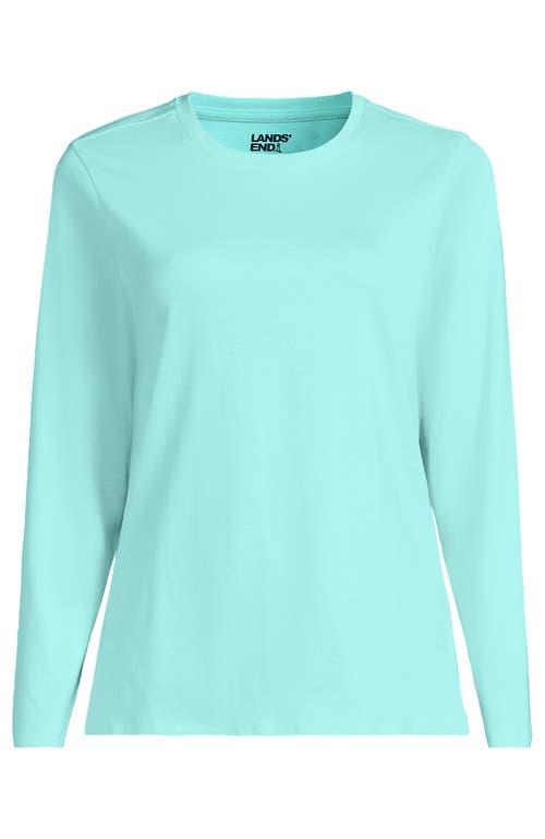 Shop Lands' End Relaxed Supima Cotton Long Sleeve Crew Neck T-shirt In Pale Aqua Ice