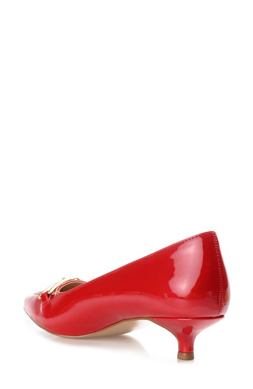 Journee Collection Women's Rumi Pointed Toe Kitten Heel Pumps In Red
