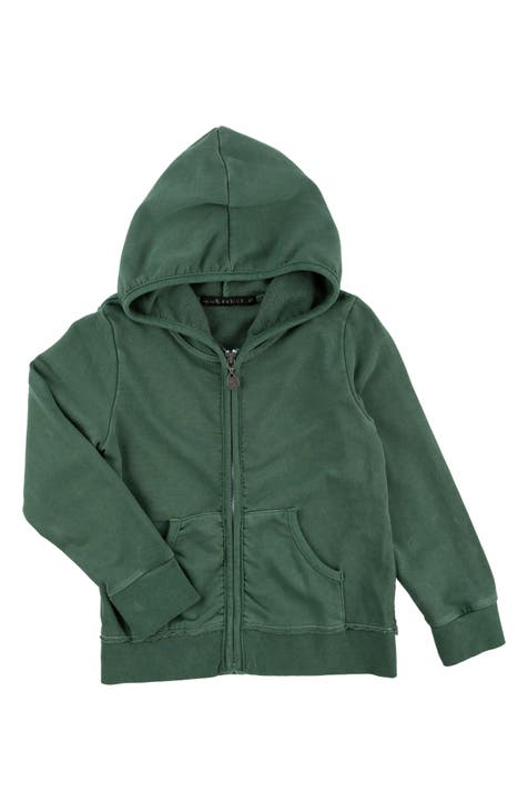 Kids green zip online up hoodie