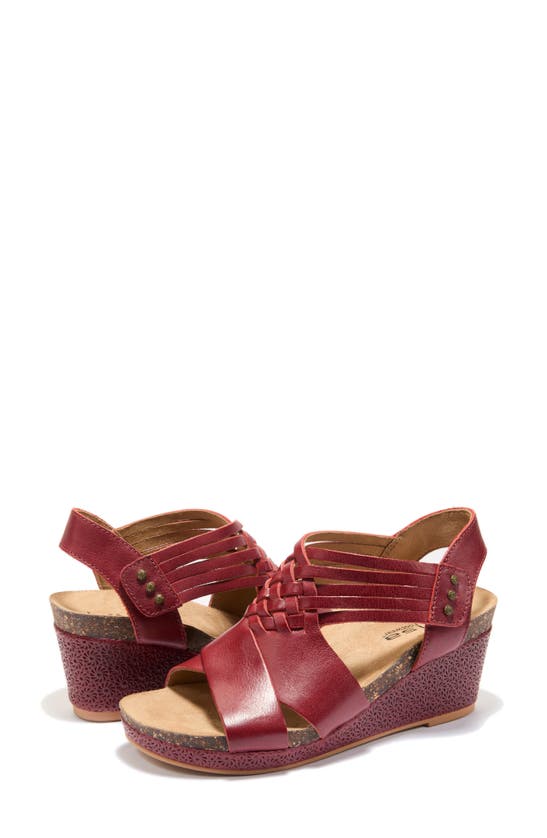 Shop Halsa Footwear Gianna Wedge Sandal In Dark Red