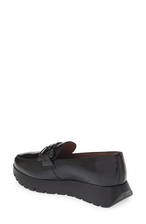 Shop Wonders Ath-leisure Platform Loafer In Black Patent Lea