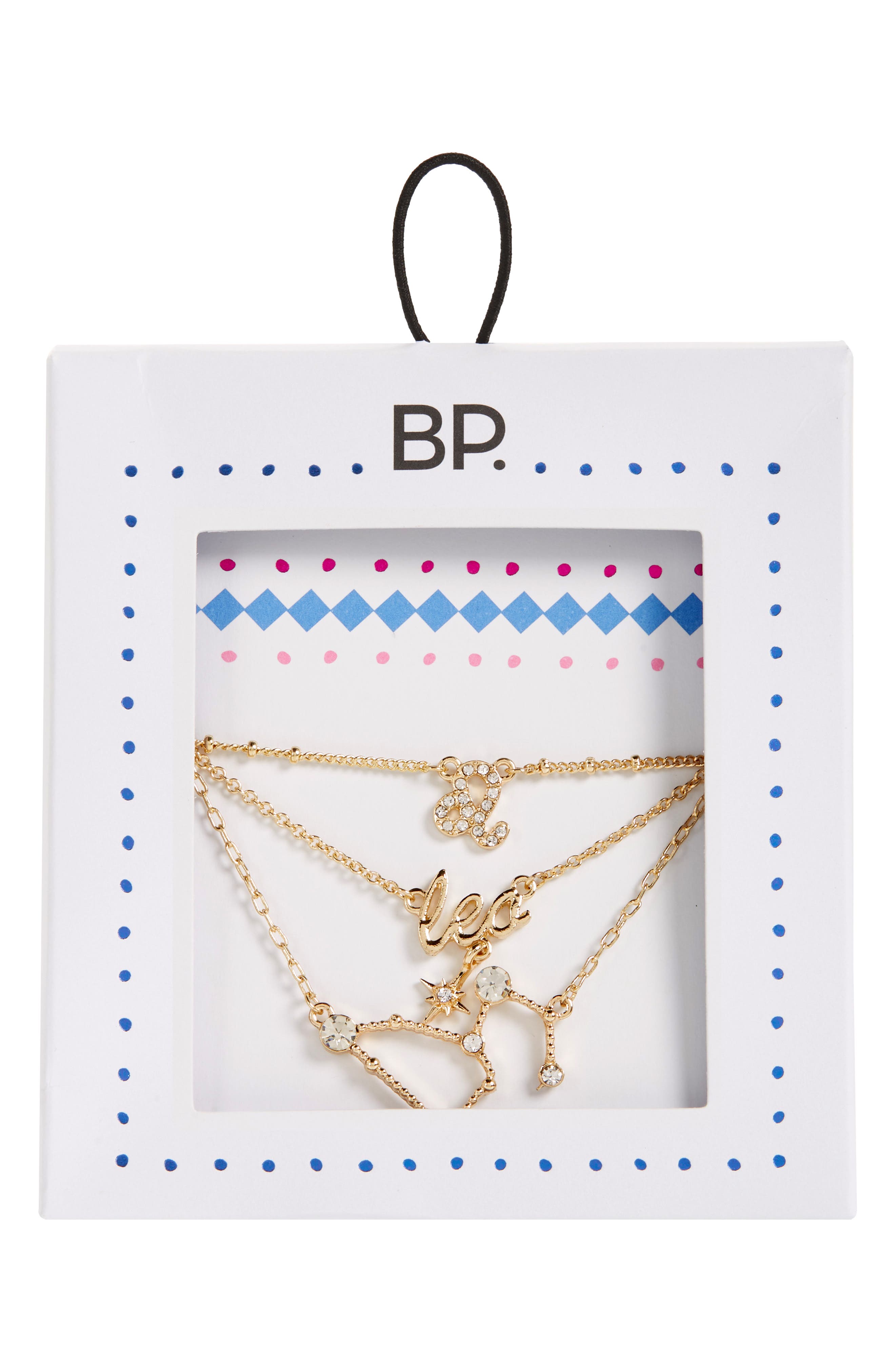 BP. Crystal Zodiac Triple Layer Pendant Necklace in Leo- Gold