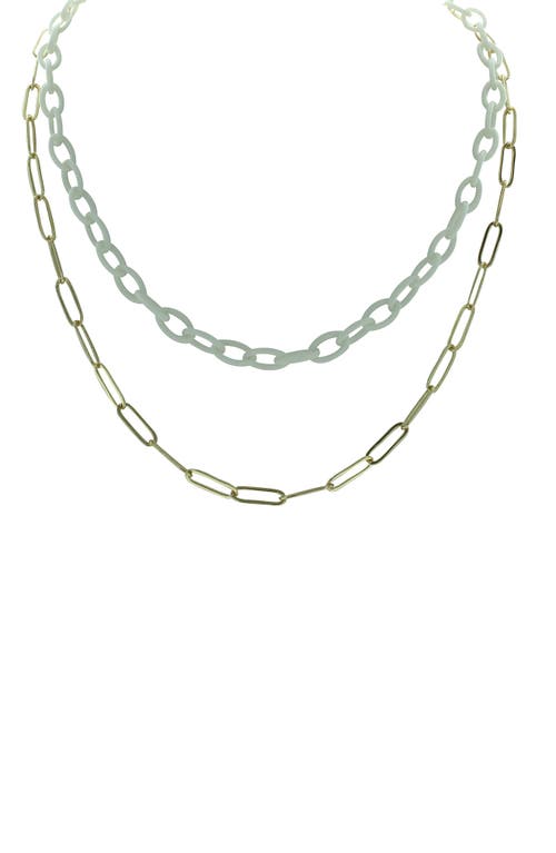 Shop Olivia Welles Trina Double Layer Chain Necklace In Gold/white