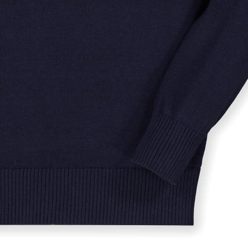Hope & Henry Baby Boys' Fine Gauge V-neck Sweater With Elbow Patches, Infant In Navy With Elbow Patches