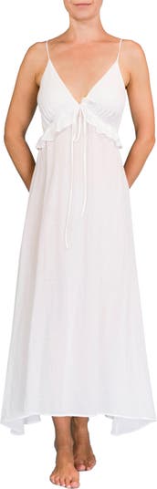 100% Cotton Nightgown Grecian Empire Bodice Full Sweep Bridal