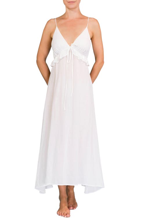 Ruffle Empire Waist Nightgown in White
