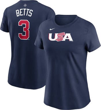 Nike Women's Nike Mookie Betts Navy USA Baseball 2023 World Baseball  Classic Name & Number T-Shirt