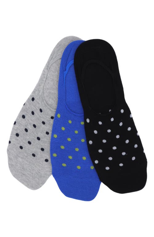 Shop Lorenzo Uomo 3-pack Polka Dot No-show Socks In Grey/blue/black