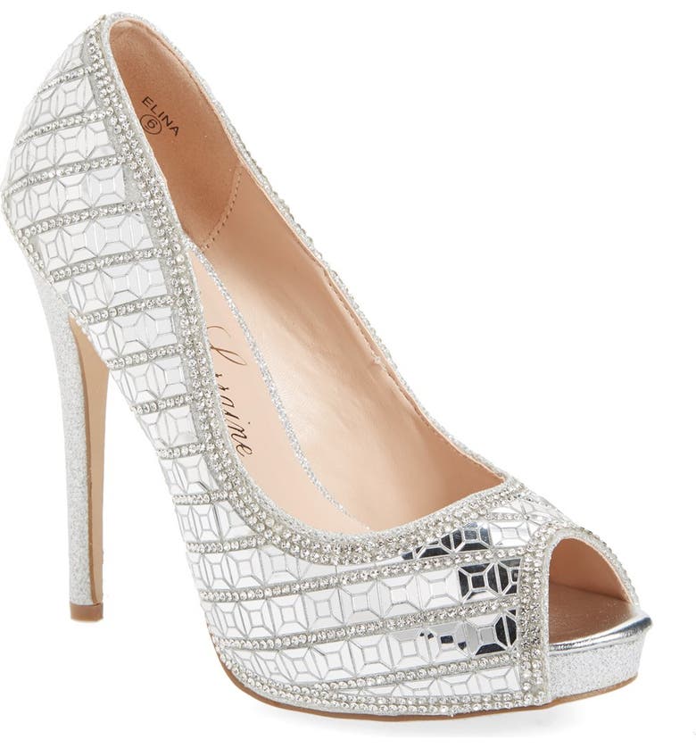 Lauren Lorraine Elina Crystal Embellished Peep Toe Pump (Women) | Nordstrom