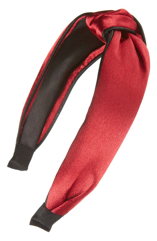 Tasha Center Knot Satin Headband In Red